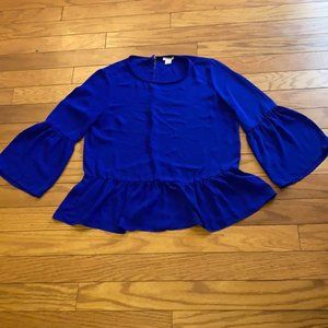 J. Crew Blue Bell Sleeve Peplum Top